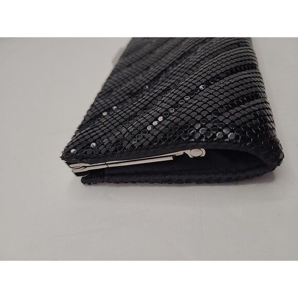 LuLu Townsend Black Evening Cocktail Bag Sequin Clutch Silver Chain Strap - Picture 4 of 11